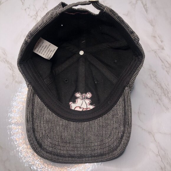 NWT Frasier Sterling Pinstripe Corduroy Baseball Hat Bows Cherries Soft Twee - Picture 11 of 11